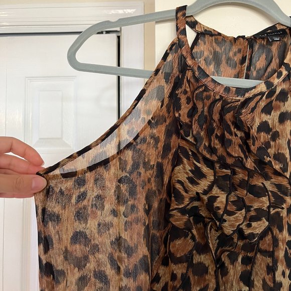 The Limited - Transparent Leopard Print Halter Neck Flouncy Blouse - M - Picture 3 of 7